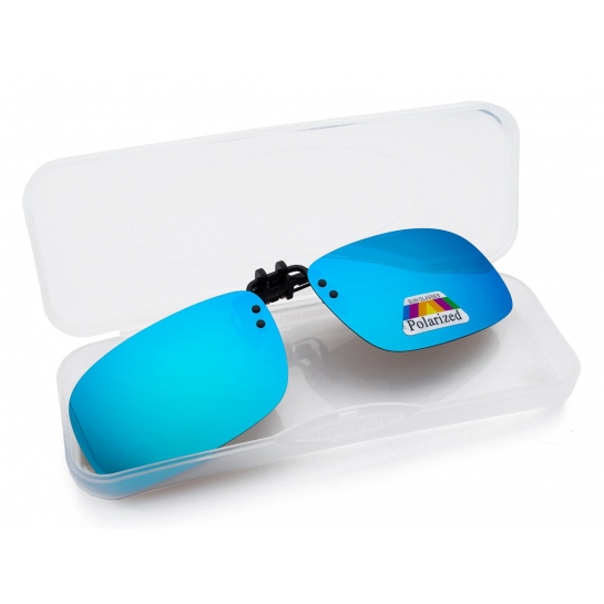 Nakładki przeciwsłoneczne lustrzane niebieskie polaryzacyjne na okulary korekcyjne NA-164